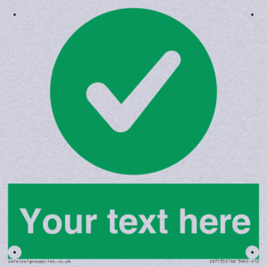 Custom green background, green circle with tick